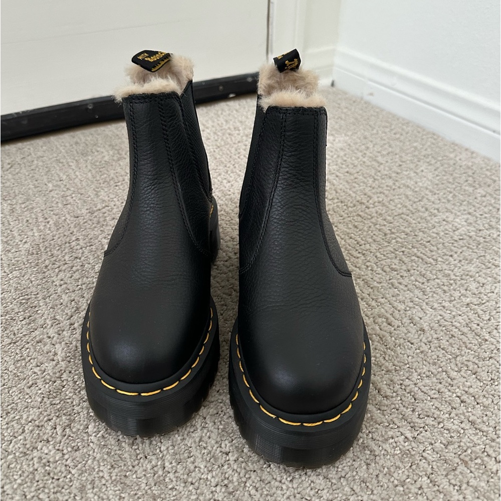 Dr. Martens Black Ankle Boots with Fur Lining